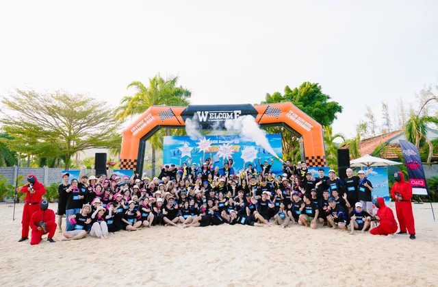 Company team building trip at the beach